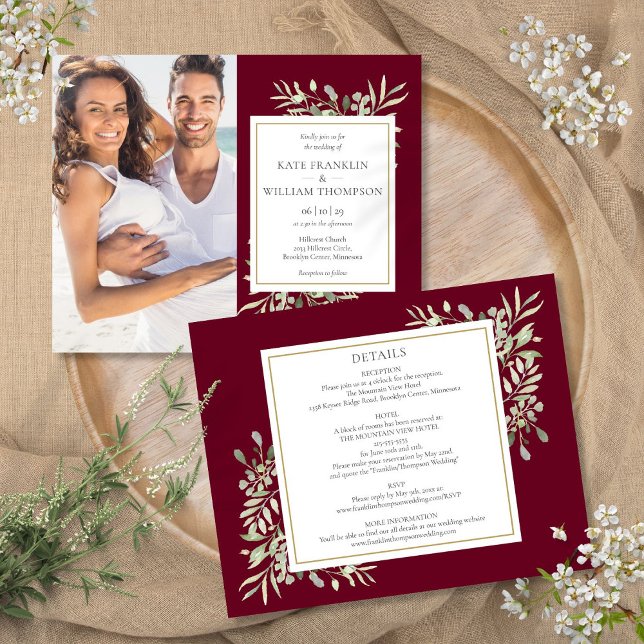Orçamento Tudo Em Um Casamento De Foto De Folhagem (Budget All In One Burgundy Foliage Photo Wedding)