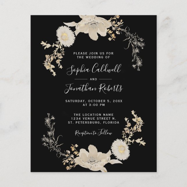 Orçamento Tudo em Um Convite de casamento Floral d (Frente)