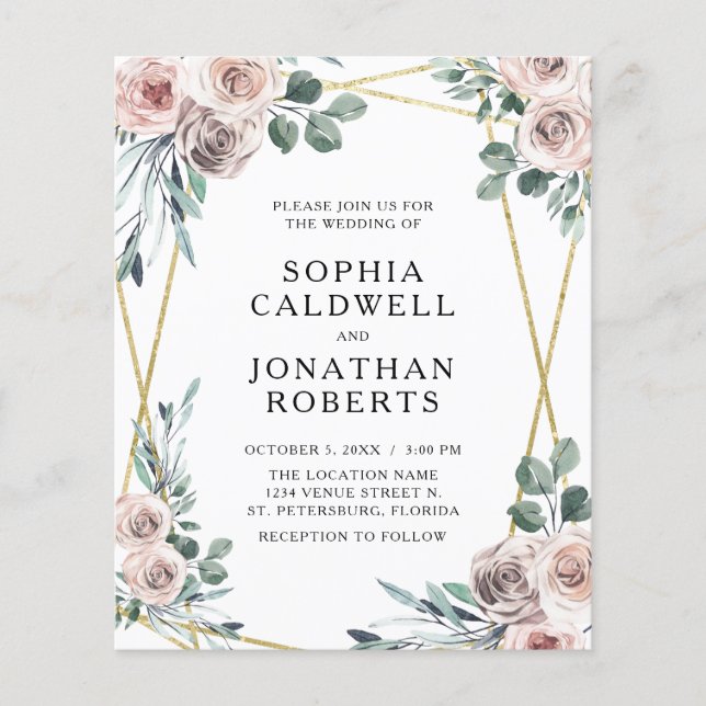 Orçamento Tudo em Um Convite para Casamento de Ros (Frente)