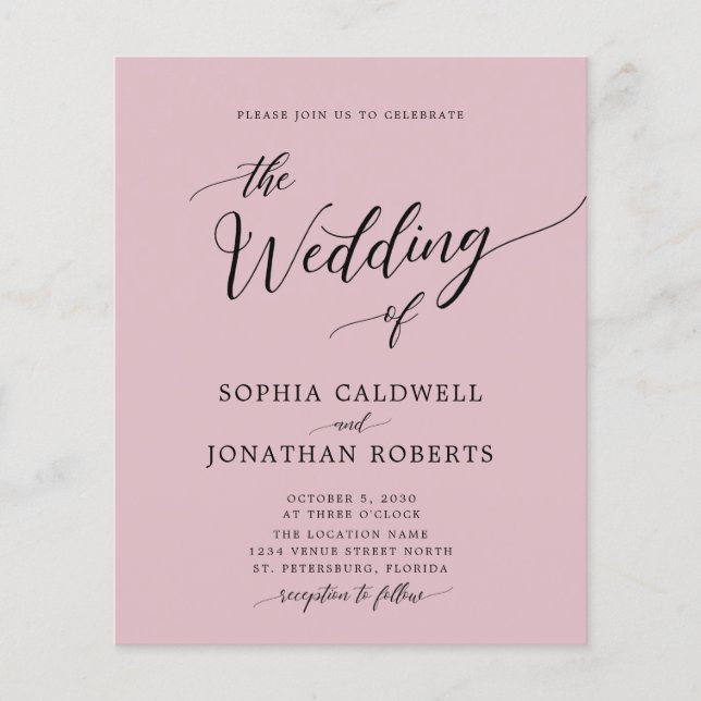 Orçamento Tudo em Um Convite para Casamento de Ros (Frente)