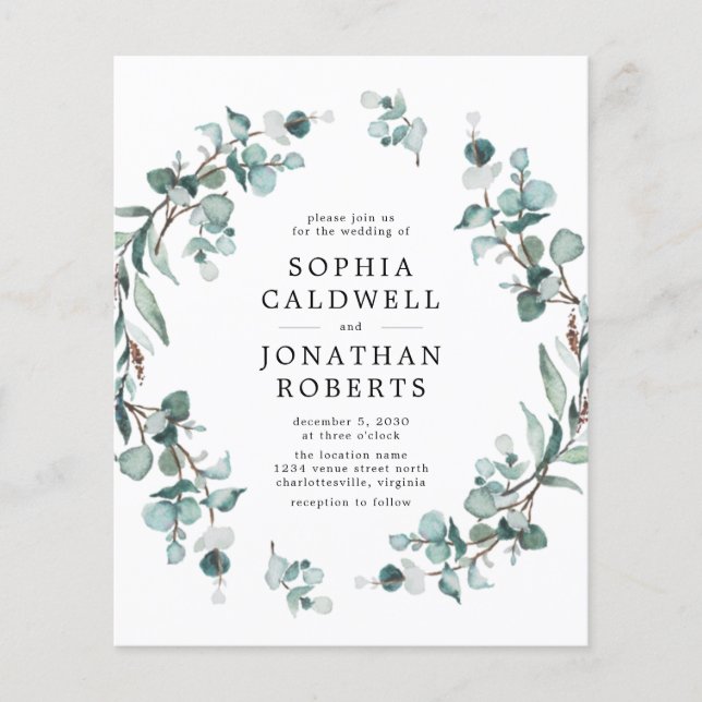 Orçamento Tudo em Um Convite para Casamento Eucaly (Frente)