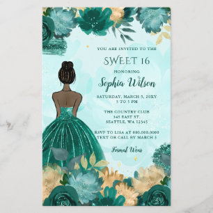 Orçamento Turquesa Azul Dourado Princesa Sweet 16