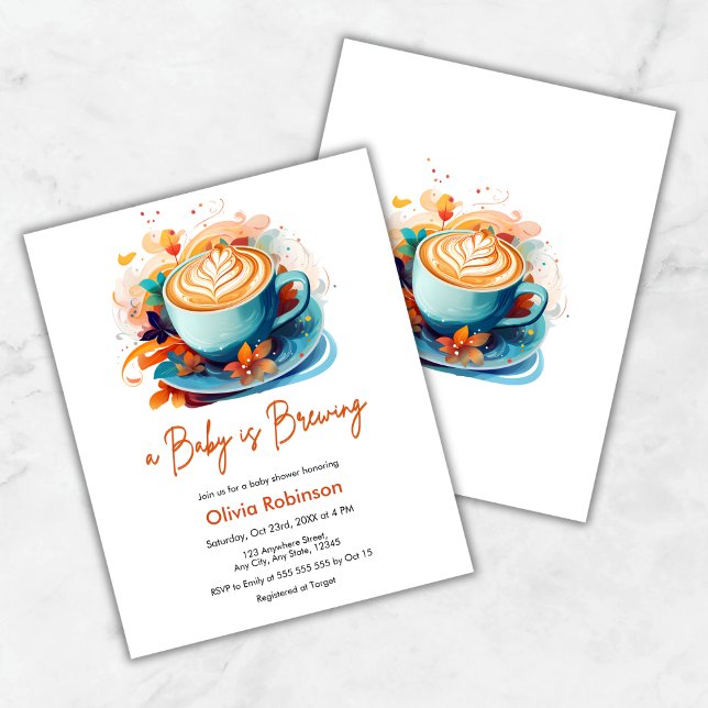 Orçamento Um Bebê está criando Chá de fraldas de C (Budget Blue A Baby is Brewing Coffee Baby Shower Invitation )