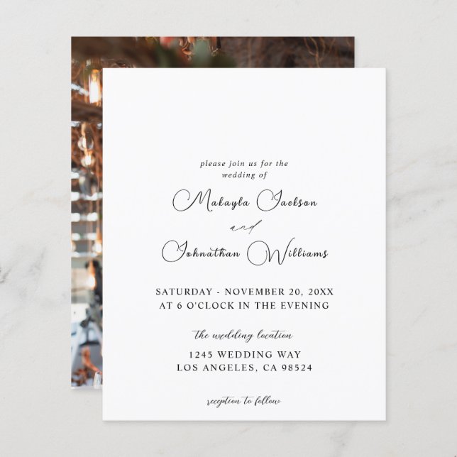 Orçamento Uma Foto Moderno Vertical 9 Casamento (Frente/Verso)