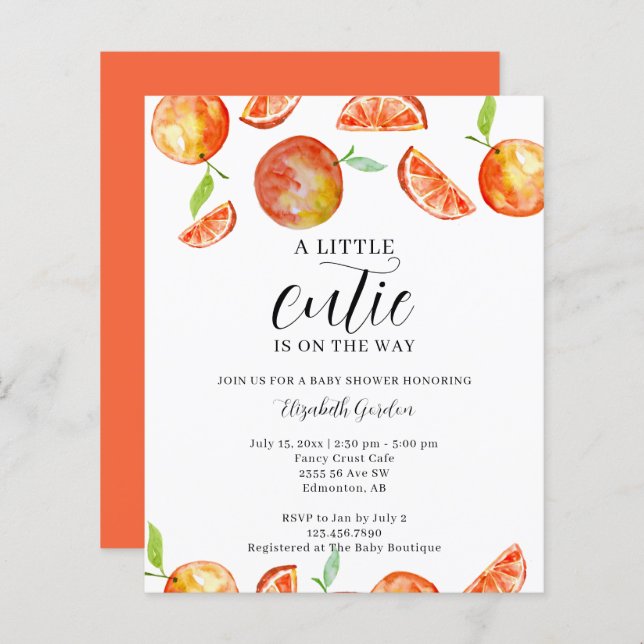 Orçamento Uma Pequena Cutie no Caminho Chá de fral (Frente/Verso)