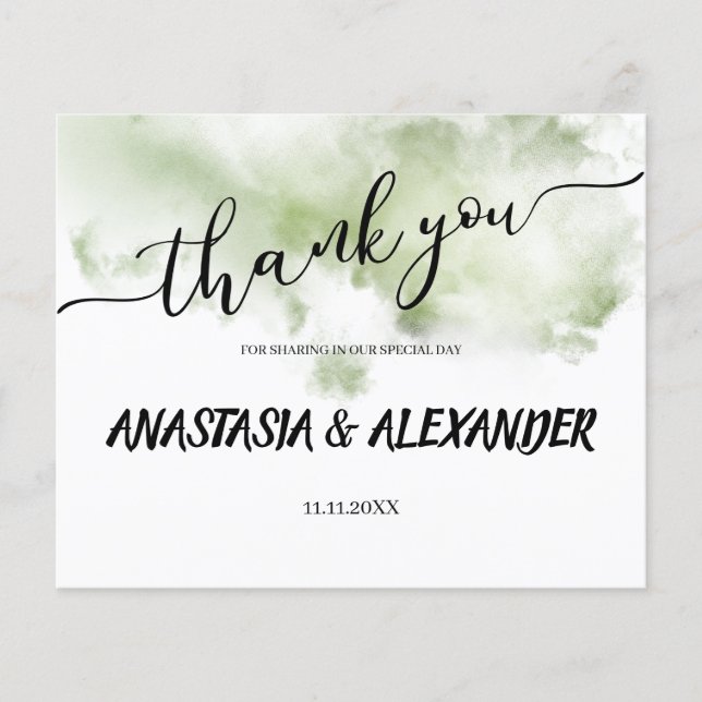 ORÇAMENTO/Verde/ Cartões de agradecimentos. (Frente)