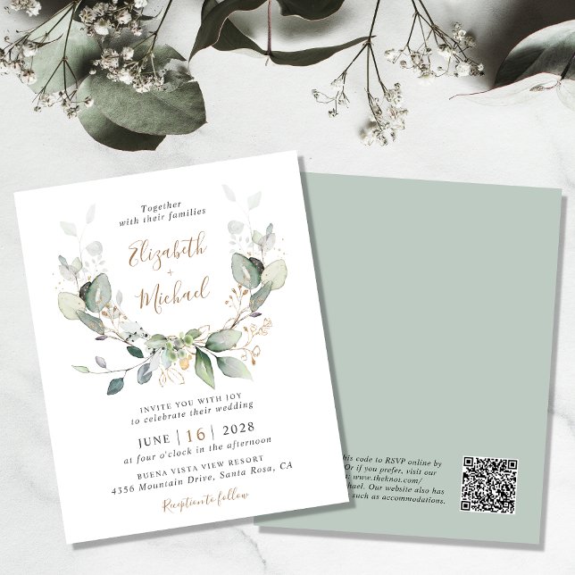 Orçamento Verde Código QR Convite de Casamento (An elegant wedding Invitation to set the tone for an unforgettable event)