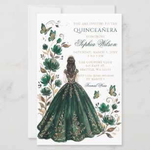 Orçamento Verde Floral Princesa Borboleta Quinceañ