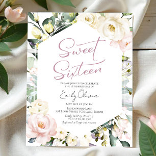 Orçamento Verde Frame Floral Sweet 16 Convite