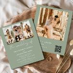 Orçamento Verde O Casamento do Código QR Foto<br><div class="desc">O Casamento do Código QR Elegante Moderno,  Quatro (4) Colagem de Fotos e Grande Convite Minimalista de Casamento de Data. Os cartões de convite para o casamento contêm uma tipografia moderna que é elegante,  simples e moderna para usar depois de você celebrar o dia de casamento simples e minimalista.</div>