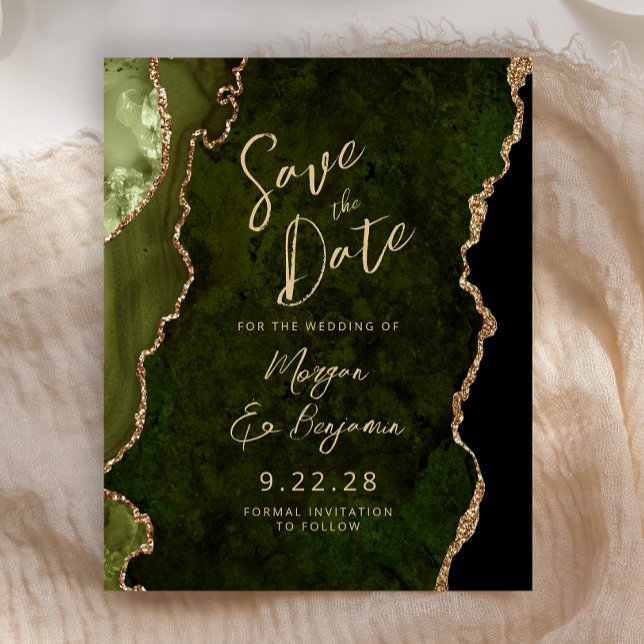 Orçamento Verde Oliva Ágata Script Salve a Data (Criador carregado)