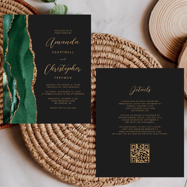 Orçamento Verde Ouro Ágata Escuro Código QR Casame (Criador carregado)
