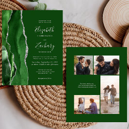 Orçamento Verde Prata 4-Foto Convite de Casamento