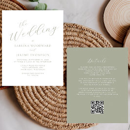 Orçamento Verde Sage Caligrafia Código QR Casament