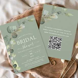 Orçamento Verde Sage Código QR Chá de Bebê Eucalip