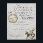 Orçamento Vintage Alice no Casamento das Maravilha<br><div class="desc">Você é convidado para uma data muito importante. Esta adorável vintagem Alice no convite de casamento de Wonderland mostra o coelho branco e um relógio. Personalize este convite para se adequar ao seu. Entre em contato com o designer se precisar de ajuda para personalização ou personalização.</div>