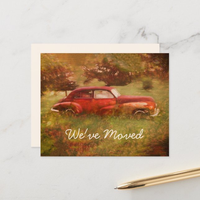 Orçamento Vintage Carro Vermelho Antigo Rústico No (Frente/Verso In Situ)