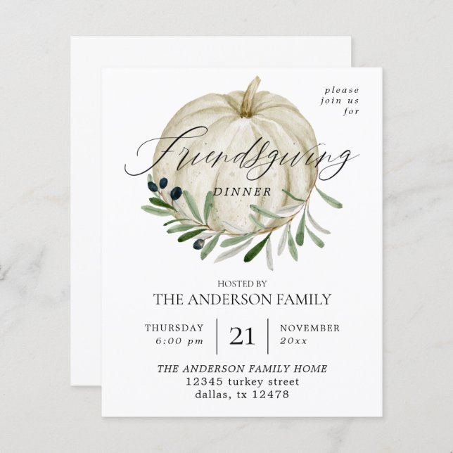 Orçamento White Pumpkin Amizade (Frente/Verso)