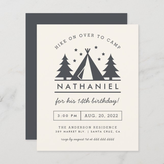 Orçamento Wigwam no Campo de Aniversário do Woods (Frente/Verso)