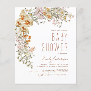Orçamento Wildflower Boho Chá de fraldas Terracott