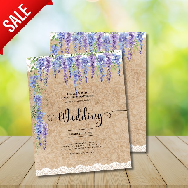 Orçamento Wisteria Floral Casamento Rustic Kraft L (Criador carregado)