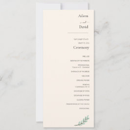 Ordem de Cerimônia Simples de Creme Elegante