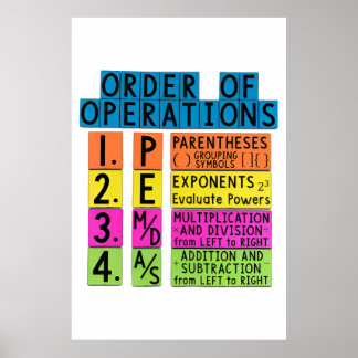 Ordem de Operações de Matemática Poster engraçada