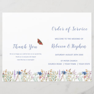 Ordem de Serviço de Casamento de Flores Selvagens