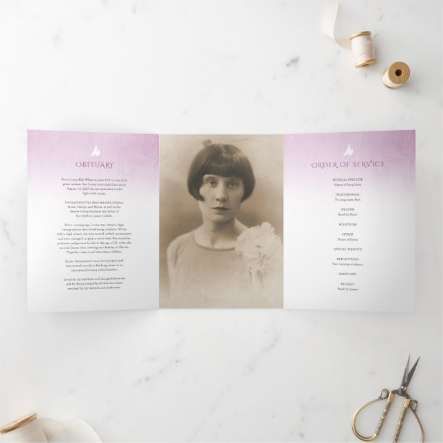 Ordem de serviço do programa funerário rosa púrpur (Dentro)