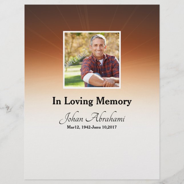 Ordem de serviço Funeral Cartão do Programa (Frente)