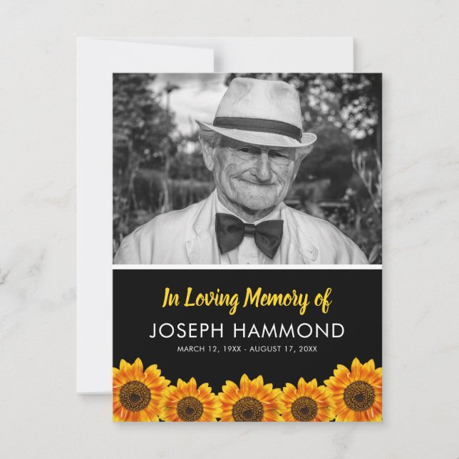 Ordem de Serviço Funeral Sunflower | Obrigado (Frente)