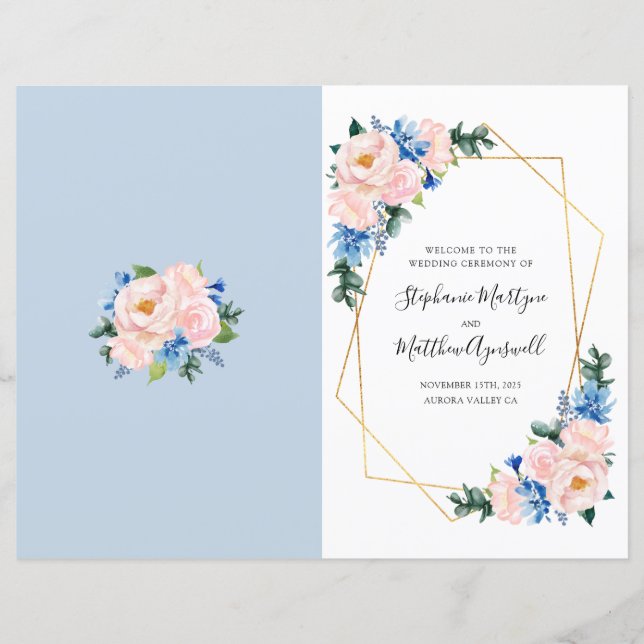 Ordem de Serviço Rosa Azul Geométrica Dusty (Frente)