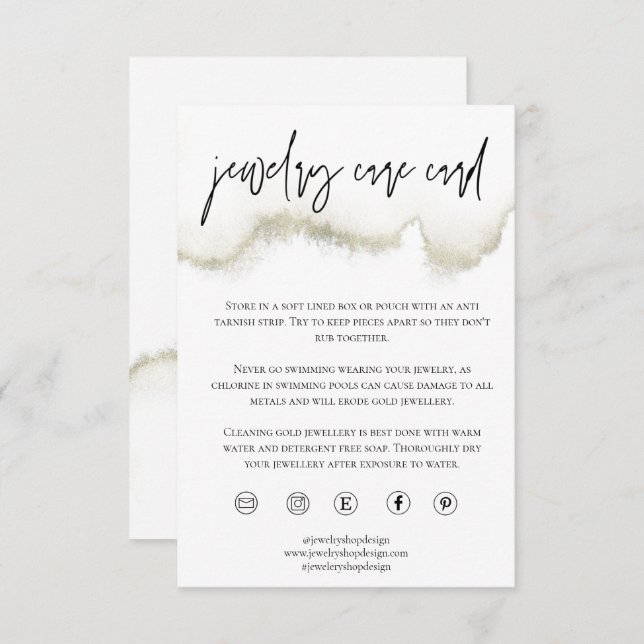 Ordem do Cartão de Assistência a Joias Dourada Ins (Frente/Verso)