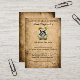 Ordem Dos Cartões De Adesão Da Estrela Oriental