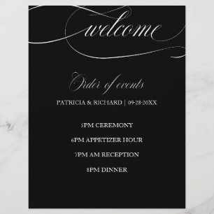 Ordem dos Eventos do Casamento Chic Preto e Branco