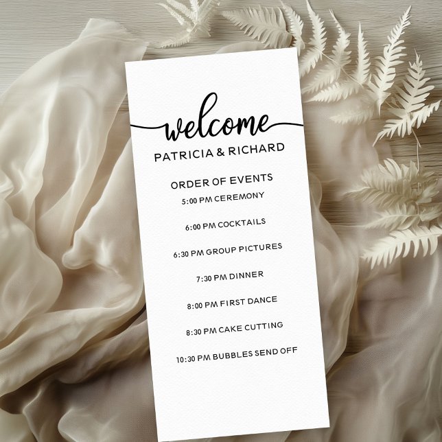 Ordem dos Eventos do Casamento Chic Preto e Branco (Criador carregado)