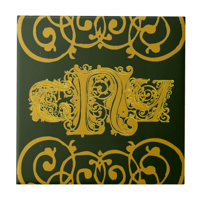 Ordem especial Azulejo cerâmico com monograma Dour (Frente)
