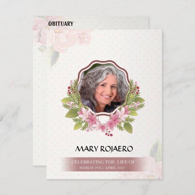 Ordem memorável de cartão do funeral do serviço (Frente/Verso)