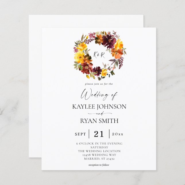 Ordenado Laranja e Amarelo Dourado Queda 2 Casamen (Frente/Verso)