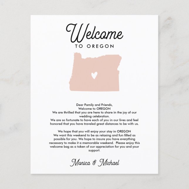 OREGON - Letra de boas-vindas e Itinerário qualque (Frente)