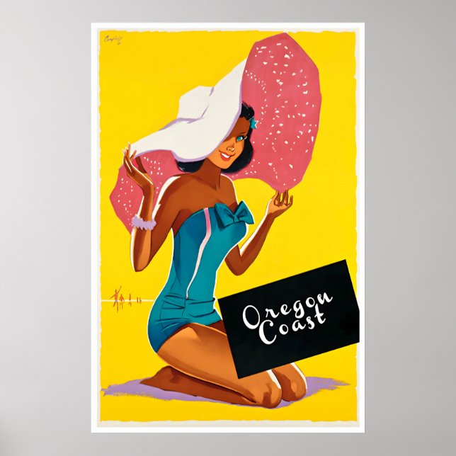 Oregon Travel Poster Oregon Coast Art Summer Beach (Frente)