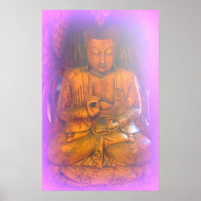 orelha roxa sentada buddha poster (Frente)