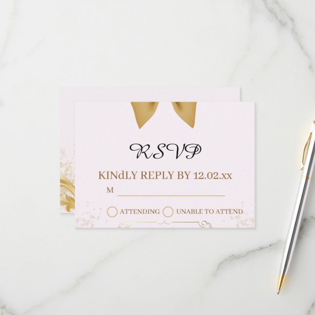 Organic Modern Wedding RSVP Card  (Frente/Verso In Situ)
