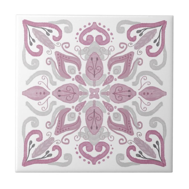 Orgânico Residencial Decoração aquosa Cinza Rosa B (Frente)