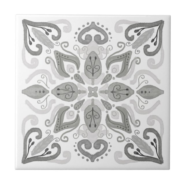 Orgânico Residencial Decoração de Aquarela Cinza C (Frente)