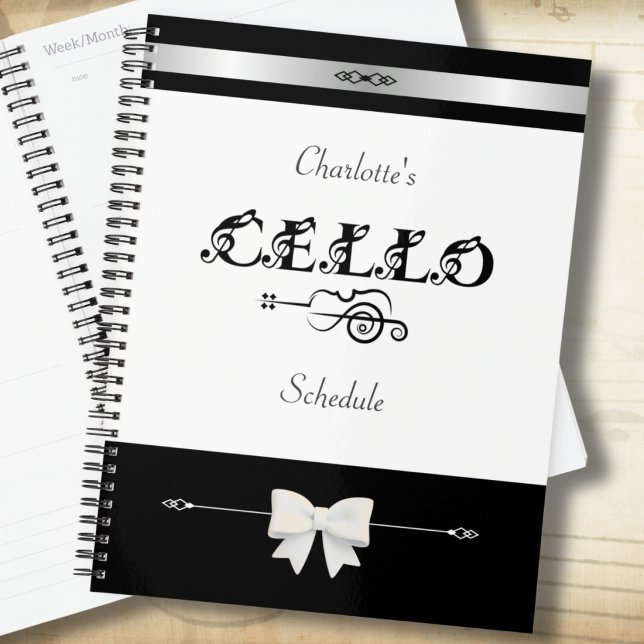 Organizador de Horário de Aluno de Celo Chic (Organize your rehearsals in style. A chic musician planner for the dedicated cellist.)