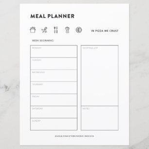 Organizador de menus semanais da família do planej