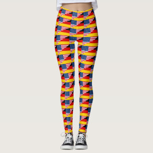 Orgulho Alemão-Americano Leggings de Bandeiras na 