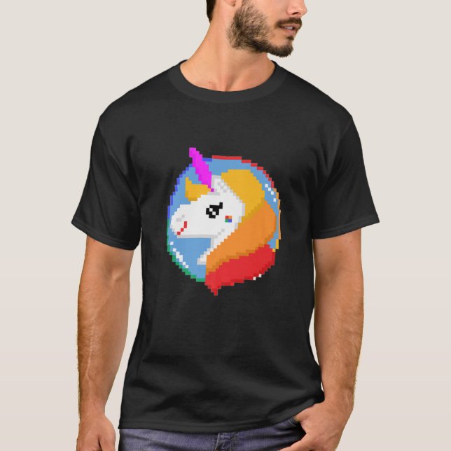 Orgulho de 8 bits Unicórnio Camisetas gráficas LGB (Frente)