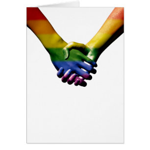 Orgulho gay com o cartão de saudação das mãos